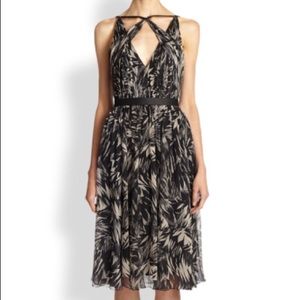 Jason Wu Black Botanical Crinkle Silk Dress